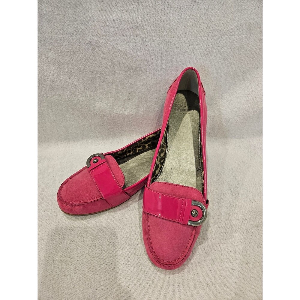 Circa Joan & David Luxe Women's Pink Suede & Patent Loafers w Buckle Accent 9.5